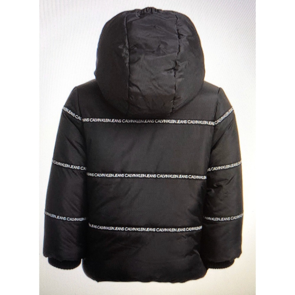 Calvin Klein Toddler Boys Sz 4 Hooded Logo Stripe Bubble Puffer Coat jacket NWT - Picture 5 of 6